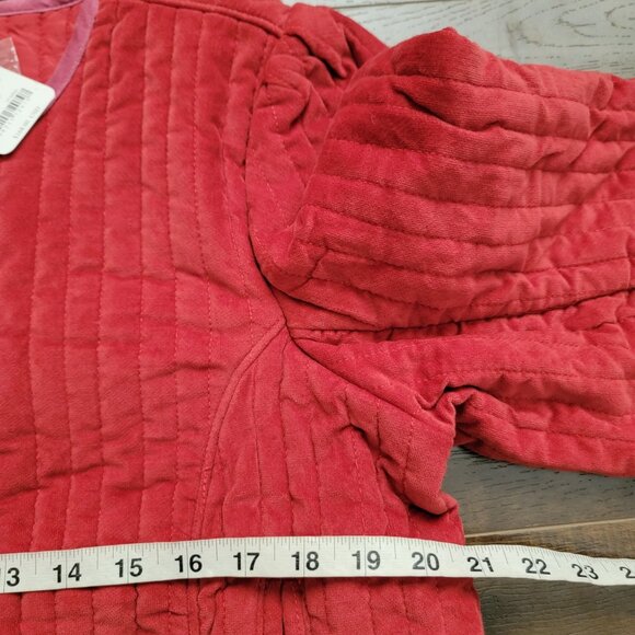 Free People Natalia Quilted Jacket Womens M Red Velvet Cottagecore Country Chic - Picture 6 of 8